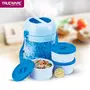 Trueware Foody 3 Lunch Box 3 Plastic Containers Tiffin Insulated Lunch Box Outer Plastic Body BPA Free|300 ml x 3- Blue, 3 image