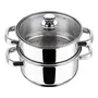 Vinod Stainless Steel 2 Tier Steamer with Glass Lid - 18cm Diameter (Gas Stove and Induction Friendly), 3 image
