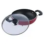 Vinod Zest Non-Stick Kadai with Glass Lid 2 litres Capacity (22 cm Diameter) with Riveted Sturdy Handles and 3mm Thickness - Red (Induction and Gas Stove Compatible), 2 image