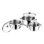 Vinod Stainless Steel Bremen Saucepot with Glass Lid - 3 Pieces(( 1 Ltr 1.5 Ltr and 2 Ltr), 3 image