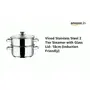 Vinod Stainless Steel 2 Tier Steamer with Glass Lid - 18cm Diameter (Gas Stove and Induction Friendly), 2 image