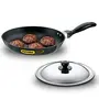 Hawkins Futura Nonstick Frying Pan with Stainless Steel Lid Capacity 1.5 Litre Diameter 26 cm Thickness 3.25 mm Black (NF26S)