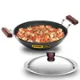 Hawkins Futura Hard Anodised Induction Compatible Deep-Fry Pan (Flat Bottom) with Stainless Steel Lid Capacity 2.5 Litre Diameter 26 cm Thickness 4.06 mm Black (IAD25S)