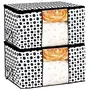 Kuber Industries Polka Dots Design Non Woven 2 Pieces Underbed Storage Bag Cloth Organiser Blanket Cover with Transparent Window (Black & White) -CTKTC038109