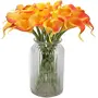 SATYAM KRAFT Artificial Foam Lily Flower Sticks for Home Decoration and Craft (Yellow/Orange Shade 10 Sticks )