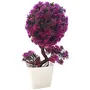 Discount4product Plastic Artificial Flower with Pot (15 cm x 10 cm x 20 cm Purple flower-Purple-VS28)