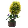 Discount4product Soft Plastic Artificial Flower with Pot (10 cm x 10 cm x 25 cm Yellow Hyperboles-HB23)