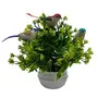Dekorly Artificial Eucalyptus Plants With Cute Beautiful Colorful Birds with Pot (White)