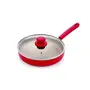 Nirlon Red Stone Aluminium Non-Stick Induction Base Fry Pan with Glass Lid
