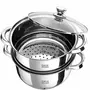 Maple 2-Tier Stainless Steel Multi-purpose Steamer with Glass Lid for Cooking (22 cm) - Idlis Boiled Vegetables Momos Dhoklas (Steamer with Idly Plates)