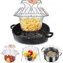 Frizty Foldable Steam Rinse Deep Frying Basket Stainless Steel Fry French Magic Basket Mesh Basket Strainer Net Fried Filter Drainage Rack for Fried Food or Fruits Multifunctional Kitchen Cooking Tool