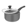 Ethical Mastreo Series Aluminium Non-Stick Sauce Pan 20cm Diameter with Glass Lid Gas Compatible (Black)