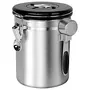 InstaCuppa Stainless Steel Coffee Canister Airtight Container with Date Tracker Jar CO2 Release Valve and Coffee Scoop 500 Grams Steel