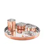 Attro Royal Stainless Steel Copper (Costeel) Traditional Hammered Finish Bhojan Set/Thali Set 6 Pieces (ATTRO_ROYALCOSTL_BHJ_Set)