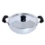 Dharam Paul Traders Heavy Weight Aluminium kadai kadhai for Cooking with lid1 Piece (2 Liter) Diameter-230 mm. Metallic color