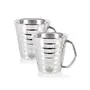 Taluka Stainless Steel Ribbed Conical Insulated Double Wall Coffee and Tea Mug | Cup | Set of 2 200 ml Hotel Home Restaurant (Silver)