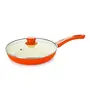Nirlon Ceramic Nonstick Aluminium Induction Frying Pan with Lid 1.5 litres Orange