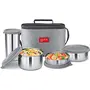 MILTON Delicious Combo Stainless Steel Insulated Tiffin Set of 4 Grey