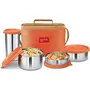 MILTON Delicious Combo Stainless Steel Insulated Tiffin Set of 4 Orange