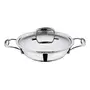 Vinod Platinum Triply Stainless Steel Kadai with Stainless Steel Lid 1.8 L Capacity (22 cm Diameter) with Riveted Handles - Silver (Induction and Gas Stove Friendly)