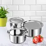 Vinod Stainless Steel 3 pc Tope Set with Capacity of 1 litres 1.4 litres & 1.8 litres with Stainless Steel Lids (Gas Stove and Induction Friendly) - Silver 24 Months Warranty, 4 image