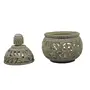Silkrute Handcrafted Soapstone Tea Light Holder and Potpourri Box With Floral Carving, 2 image