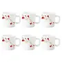 Larah by Borosil Red Lily Opalware Mug Set 6-Pieces White, 2 image