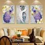Rangoli 3D Print Peacock MDF Framed Painting for Home Decoration (3D Unique 12 inch x 18 inchEach Frame Size Set of 3) Water Proof Wall Hanging, 4 image