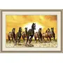 Shine India Seven Horse(4) Canvas Painting as per VASTU with Heavy Duty Frame- 15Inch X 22 Inch ||Small Painting||