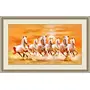 Shine India Orange 7 Horses Canvas Painting as per VASTU with Heavy Duty Frame- 18 Inch X 28 Inch ||Medium Painting||