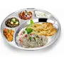 Khandekar Set of 2 Stainless Steel Round Dinner Plate with 5 Compartment Food Divided Plate Kids Lunch Plate for Toddlers Indian Dinner Plates Thali All Occasion - Silver 13 inch, 3 image
