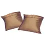 Little India Hand Embroidery Brocade Work Silk 2 Piece Cushion Cover Set - Brown (DLI3CUS817), 2 image