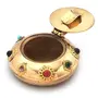 Little India Pure Brass Gemstone Ash Tray Handicraft Gift (172 Brown), 2 image