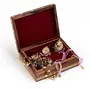 Little India Meera Wooden Gemstone Painting Jewelry Box (10.16 cm x 12.7 cm BrownHCF257), 3 image