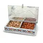 Little India Decorative White Metal 3 Partitions Dryfruit Box (302 Silver), 2 image