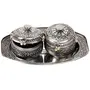 Little India Oxidize Mouth Freshener Box Pair and Metal Tray Set (303 Silver), 3 image