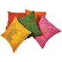 Little India Zari Hand Embroidery Work Cotton 5 Piece Cushion Cover Set - Multicolor (DLI3CUS434)