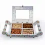 Little India Transparent Four Partition Dryfruit Serving Tray 301 Silver, 2 image