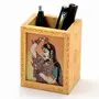 Little India Gemstone Painted Handcrafted Wooden Pen Stand (12.7 cm x 7.62 cmHCF362), 2 image