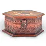 Little India Hand Painted Octagonal Wooden Art Jewellery Box (261 Brown), 3 image