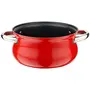 Pristine Aluminum Induction Base Mirror Finish Non-Stick Belly Casserole with Knob Glass Lid (3.5L Red), 3 image