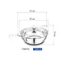 Pristine Stainless Steel Tri Ply Induction Bottom Compatible Sandwich Base Kadai/Sauce Pan with Knob Glass Lid Capacity-2L (22cm Silver), 5 image