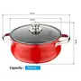 Pristine Aluminum Induction Base Mirror Finish Non-Stick Belly Casserole with Knob Glass Lid (3.5L Red), 5 image