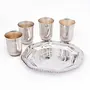 Little India Silver Polished Brass Glass with Tray Set (332 Silver), 2 image