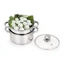 Pristine Stainless Steel Induction Base Tri Ply 2 Tier Multi Purpose Steamer / Modak Maker With Glass Lid 18Cm, 3 image