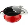Pristine Aluminum Induction Base Mirror Finish Non-Stick Belly Casserole with Knob Glass Lid (3.5L Red), 2 image
