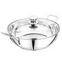Pristine Stainless Steel Tri Ply Induction Bottom Compatible Sandwich Base Kadai/Sauce Pan with Knob Glass Lid Capacity-2L (22cm Silver), 2 image