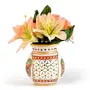 Little India Golden Meenakari Jali Cut Work Hanging Flower Vase (400 White), 3 image