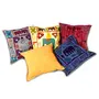 Little India Hand Stitched Patch Work Cotton 5 Piece Cushion Cover Set - Multicolor (DLI3CUS421), 2 image