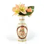 Little India Golden Meenakari Work Marvel in Marble Flower Vase (399 White), 2 image